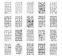 Dimeho 20Pcs Letter Stencils for Painting, 20 Designs Alphabet Journal Stencils Plastic Numbers Lettering Alphabet Stencil Font Templates for Notebook Scrapbook DIY Drawing Template Reusable(4x7 Inch