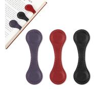 Dimeho 3 Pcs Leather Magnet Bookmark Retro Book Marker Clip Vintage Book Page Markup Holder Handmade Reading Accessories for Women Men Bookworm Book Lovers Reader Writer Gift(Black, red, Purple)