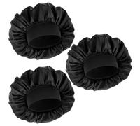 Dimeho 3 Pcs Silk Bonnet for Men Hair Bonnet for Sleeping Satin Bonnets Adjustable Single Layer Silky Hair Wrap Reversible Sleep Cap Curly Braids Slouchy Beanie for Women (Black)