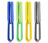 Dimeho 4 Pcs Blinds Duster Window Cleaner Brush with 4 Removable and Washable Microfiber Sleeves Dual Brush Head Cleaning Tools for Window Blinds, Air Conditioner Vents, Car Vents
