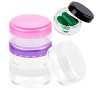 Dimeho 5 Pcs Small Pill Organizer Box Travel Pill Cases Holder Portable Daily Pill Container No BPA Mini Medicines Storage Container for Purse Pocket Briefcase (Purple/Rose Red/White/Black/Transpare