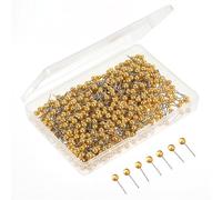 Dimeho 500 Pcs Map Tacks 1/8 Inch Push Pins Small Round Head Marking Pin Beads Decorative Push Pins Map Thumb Tacks (Gold)