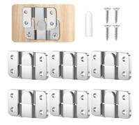 Dimeho 6 Pairs Flush Mount Bracket, Stainless Steel Heavy Duty Photo Frame Hook Picture Hangers Interlocking for Large Picture Display Hanging Headboards Wall Mount Hardware