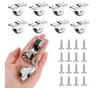 Dimeho 8 Pcs Low Profile Swivel Casters Little Rubber Rolling Wheel Mini Caster Wheels 1Inch Self Adhesive Single Direction Tiny Wheels Metal Fixed Plate for Small Appliances Furniture DIY Project