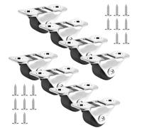 Dimeho 8 Pcs Mini Caster Wheels Low Profile Swivel Casters Little Rubber Rolling Wheels 0.5Inch Self Adhesive Single Direction Tiny Wheel Metal Fixed Plate for Small Appliances Furniture DIY Project