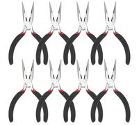 Dimeho 8 PCS Needle Nose Pliers, 5 Inch Long Nose Pliers Set Carbon Steel Serrated Jaw Plier for Wire Bending Cutting Jewelry Making Electronics Repair Object Grasping