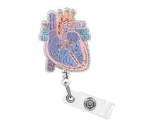 Dimeho Cardiac Badge Holder Heart Retractable Reel ID Card Clip Anatomy Funny Nurse Name Tag Holder Pediatrics Nursing Badge Alligator Clips for Doctor Student Teacher Office Clinic Medical Assistant
