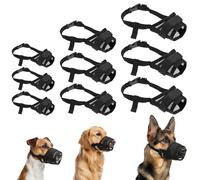 Dimeho Dog Muzzle Set for Small Medium Large Dogs Breathable Mesh Guard Anti-Biting Chewing Mesh Muzzle with Adjustable Strap for Grooming Walking Vet Visiting Chewing Protection(9 Pieces)