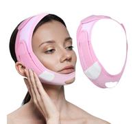 Dimeho Double Chin Reducer Reusable V Line Lifting Mask Comfortable Chin Strap Soft Sleeping Face Strap Adjustable Hydrating Chin Tape Breathable for Women Men Work Read Sleep or Watch TV(Pink)