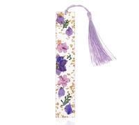 Dimeho Dried Flower Book Marks Tassels Clear Floral Bookmarks Durable Handmade Cute Resin Page Marker Pretty Book Marking Holder Gift for Women Bookworm Book Lovers Increasing Reading Interest(purple)
