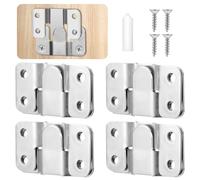 Dimeho Flush Mount Bracket 4 Pairs Interlocking Flush Mount Bracket with Screws Headboard Wall Mounting Brackets Large Picture Hanger Hanging Buckle Furniture Connector Sectional Couch Connectors