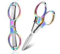 Dimeho Folding Scissors, 2 Pcs Small Foldable Scissors Portable Travel Mini Scissor Safety Retractable Stainless Steel Pocket Craft Scissor for Sewing, Home, Office, Outdoor, Sewing