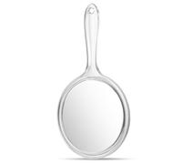 Dimeho Handheld Mirror 4.5 Inch Double-Sided Hangable Hand Mirror Acrylic Round 1X/2X Magnifying Mirrors with Handle Hand Held Wall Mount for Makeup Salon Home Barber Shaving Travel Women Men