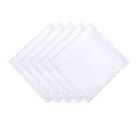 Dimeho Handkerchiefs Cottons Scalloped Hankies Pocket Square Towel White Ladies Hankie Hankerchieves Bride Wedding Favor for Women Men (11 Inches)