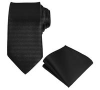 Dimeho Necktie and Pocket Square Sets Mens Solid Color Tie and Handkerchief for Men Solid Satin Woven Dyed Color Formal Wedding Party Formal Business Black