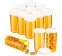 Dimeho Plastic Empty Pill Bottles, 13 Drams Small Medication Vials with Easy Open Caps Clear Medicines Containers Travel Pill Vial Pill Cases Dispenser Organizers (9 Pcs, Orange)