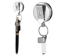 Dimeho Retractable Pull Pen Pencil Holder, 2Pcs Heavy Duty Pull Pen Holder with Belt Clip and Key Ring Universal Pen Lanyard for Carpenters, Workers, Nurses, Waiters