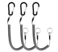 Dimeho Retractable Safety Coiled Lanyard Heavy Duty Fishing Lanyard Rod Tether Accessories Tackle Fishing Ropes Tool with Aluminum Alloy Clip for Pliers Boating Kayak (Stretched Up to 2 m)