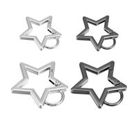 Dimeho Star Shape Carabiner Clip,4 Pcs Silver Star Aluminum Keychain Clip Heavy Duty Spring Snap Hook Holder Star Carabiner Hook Clips Keyring Carabiners Outdoor Accessories for Camping Hiking Fishing