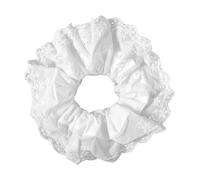 Dimeho White Lace Scrunchies for Women Large Hair Scrunchies Elastic Hair Ties Soft White Lolita Scrunchie Double Layer Hair Bands Ponytail Holder Accessories for Women Thick Curly Hair