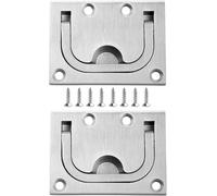 DIMEIYAN Flush Recessed Door Handle,Loft Hatch Handle,2 Pack of 316 Stainless Steel Hatch Pull Flush Lift Boat Ring Hatches Pull Handle with Mount Screws Recessed Handles for Boat Deck Hatch Handle