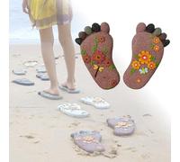 Dimensional Foot Print Walkway Path Stone with Floral Pattern, Vibrant Outdoor Decor Stone for Courtyard/Pathway(Light Brown,3PCS)