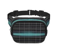 Dimensional Line Space Square Double Layer Waist Bag Belt - Unisex Everywhere Fanny Pack Purse for Running, Travel, Hiking, Fitness, Black, One Size