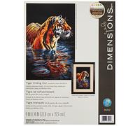Dimensions Counted Cross Stitch Kit 35222 Tiger Chilling Out 9" x 14" 18-count Black