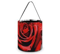 [Dimensions: 7.9W X 8.3L X 7.1Handle Inches]Halloween Tote Black White And Red Roses Printed Candy Bags - Reusable for Parties & Gifts