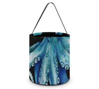 [Dimensions: 7.9W X 8.3L X 7.1Handle Inches]Halloween Tote Blue Watercolor Octopus Printed Candy Bags - Reusable for Parties & Gifts