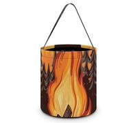 [Dimensions: 7.9W X 8.3L X 7.1Handle Inches]Halloween Tote Bonfire Printed Candy Bags - Reusable for Parties & Gifts