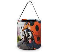 [Dimensions: 7.9W X 8.3L X 7.1Handle Inches]Halloween Tote Cartoon Ladybug Flower Printed Candy Bags - Reusable for Parties & Gifts