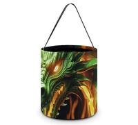 [Dimensions: 7.9W X 8.3L X 7.1Handle Inches]Halloween Tote Chinese Dragon Printed Candy Bags - Reusable for Parties & Gifts
