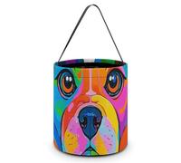 [Dimensions: 7.9W X 8.3L X 7.1Handle Inches]Halloween Tote Colorful Dogs Printed Candy Bags - Reusable for Parties & Gifts