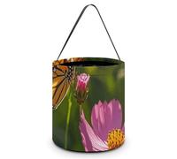 [Dimensions: 7.9W X 8.3L X 7.1Handle Inches]Halloween Tote Flowers And Butterflies Printed Candy Bags - Reusable for Parties & Gifts