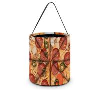 [Dimensions: 7.9W X 8.3L X 7.1Handle Inches]Halloween Tote I Love Pizza Printed Candy Bags - Reusable for Parties & Gifts