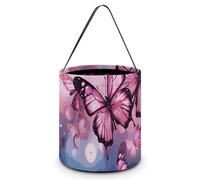 [Dimensions: 7.9W X 8.3L X 7.1Handle Inches]Halloween Tote Pink Butterflies Printed Candy Bags - Reusable for Parties & Gifts