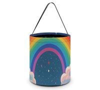 [Dimensions: 7.9W X 8.3L X 7.1Handle Inches]Halloween Tote Rainbow, Galaxy, Horse Printed Candy Bags - Reusable for Parties & Gifts