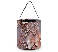 [Dimensions: 7.9W X 8.3L X 7.1Handle Inches]Halloween Tote Rose Gold Elegant Decorative Floral Printed Candy Bags - Reusable for Parties & Gifts