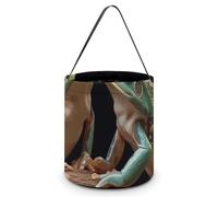 [Dimensions: 7.9W X 8.3L X 7.1Handle Inches]Halloween Tote Two Frogs Printed Candy Bags - Reusable for Parties & Gifts