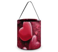 [Dimensions: 7.9W X 8.3L X 7.1Handle Inches]Halloween Tote Valentines Love Hearts Printed Candy Bags - Reusable for Parties & Gifts