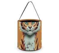 [Dimensions: 7.9W X 8.3L X 7.1Handle Inches]Halloween Tote Year of The Tiger Funny Tiger Printed Candy Bags - Reusable for Parties & Gifts