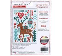 Dimensions 70-08991 Nordic Winter Embroidery Christmas Cross Stitch Kit, 5'' x 7'', 14 Count White Aida, Multi