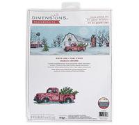 Dimensions 70-08998 Winter Farm Christmas Counted Cross Stitch Kit, 18" x 6", 14 Cnt. Blue Aida, 5pcs