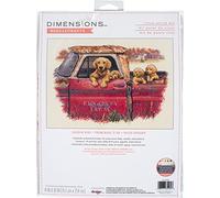 Dimensions Cross Stitch Set Golden Ride Dog 70-35405 - 14-count Ivory Aida 14" x 10"