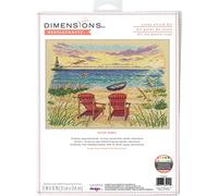 Dimensions Counted Cross Stitch Kit Outer Banks - for Beginners, 13x10in, 14 Cnt. Natural Aida, 4pcs