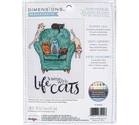 Dimensions 70-65222 Life is Better with Cats Counted Cross Stitch Kit for Beginners, 14 Cnt. White Aida, 5" x 7"