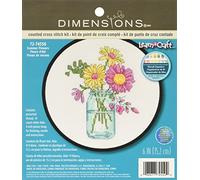 DIMENSIONS 72-74550 Learn-a-Craft: Counted Cross Stitch Kit with Hoop: Summer Flowers, Various, One