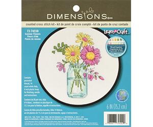 DIMENSIONS 72-74550 Learn-a-Craft: Counted Cross Stitch Kit with Hoop: Summer Flowers, Various, One