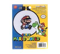 Dimensions 72-75184 Arts and Crafts Super Mario Bros Counted Cross Stitch Kit for Beginners, 11 Count White Aida, 3''D
